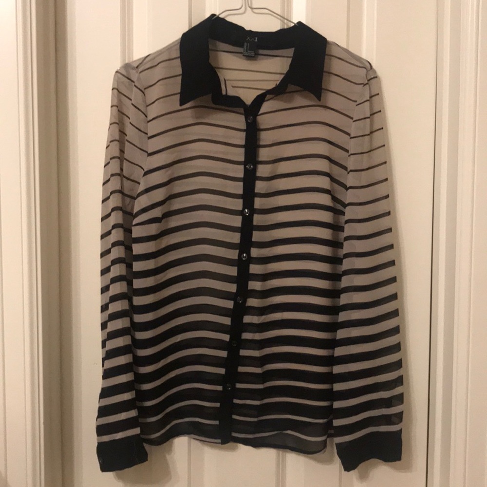 Forever 21 Sheer Striped Blouse Size S